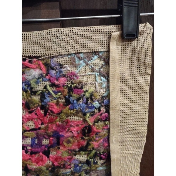 TAPESTRY Wall Hanging Bright Floral Pink BELL PULL 12 X 33 Cross Stitch No Back - Picture 12 of 12